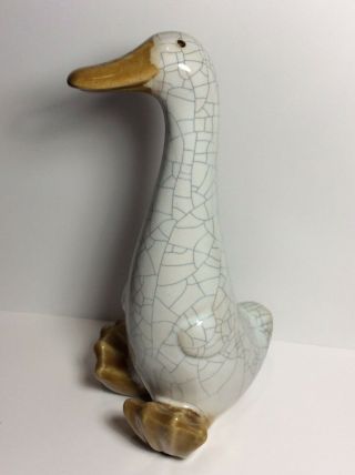 Vintage Chinese Shiwan Porcelain Ge Type Crackle Glaze Duck Figure