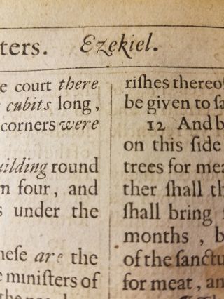 Antique 1683 King James Folio Bible Leaf Ezekiel Chap 45:20 - 48:2