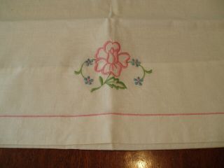 Pair Vintage Embroidered Cotton Pillow Cases 29 " X 18 "