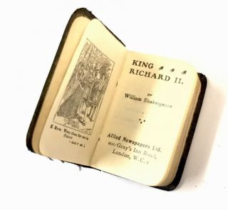 King Richard Ii Miniature Antique Shakespeare Book C1930 - Allied Papers
