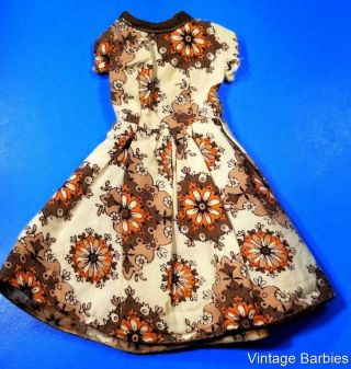 Barbie Doll Sized Brown Floral Dress Vintage 1960 