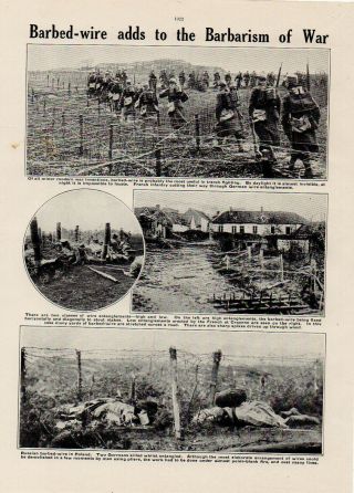 Ww1 Antique Print Barbed Wire 1915