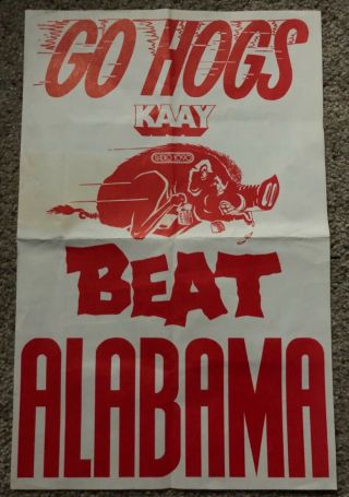 Vintage Arkansas Razorback Kaay Radio Poster,  Beat Alabama
