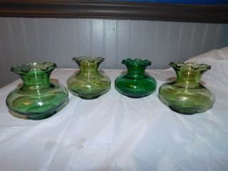 Vintage Anchor Hocking Assorted Green Glass Bud Vases - Set Of 4