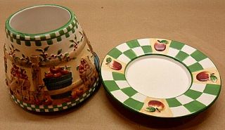 2pc.  Yankee Candle - Small Jar Shade Topper & Plate Apple Orchard Fall Harvest