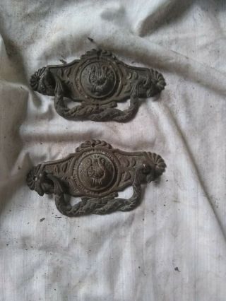 2 Vintage Ornate Drawer Handles 5 Inches Long 425? On Rear