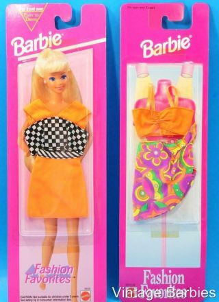 (2) Barbie Doll Fashion Favorites Outfits Nrfp Vintage 1993 & 1997