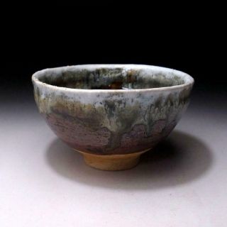 Rq4: Vintage Japanese Pottery Tea Bowl Of Seto Ware,  Artistic Glazes