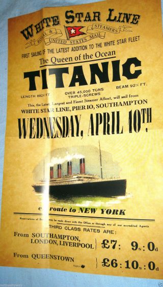 Titanic Poster Disaster York City Steamer Travel Sea Liverpool Belfast Ship