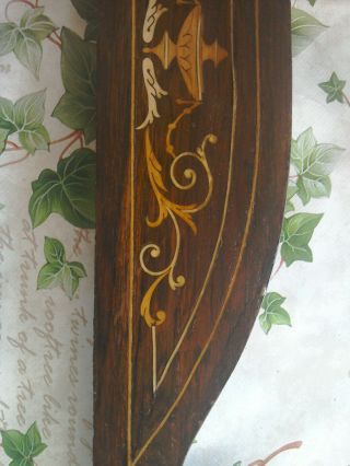 Antique Edwardian Inlaid Wooden Header With Decoration