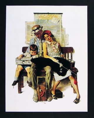 Norman Rockwell Print - Home From Vacation - Family Sleeping - Vintage Reprint