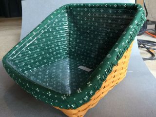 Longaberger Book Keeper Basket W/ Green Liner & Plastic Protector