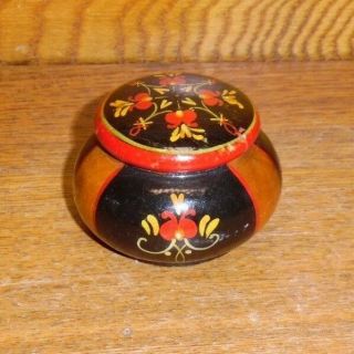 Vintage Hungary Souvenir Hand Painted Wood Trinket / Ring Box