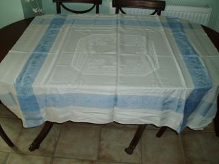 Vintage Damask Linen Table Cloth 53 " X 48 "