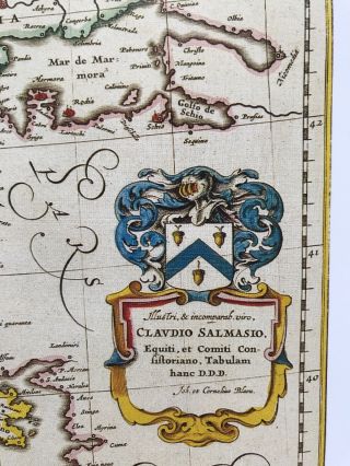 Historic Antique vintage Colour Blaeu Map of Greece 1600 ' s: REPRINT 3