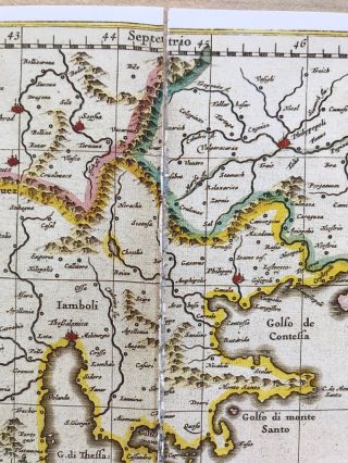Historic Antique vintage Colour Blaeu Map of Greece 1600 ' s: REPRINT 4