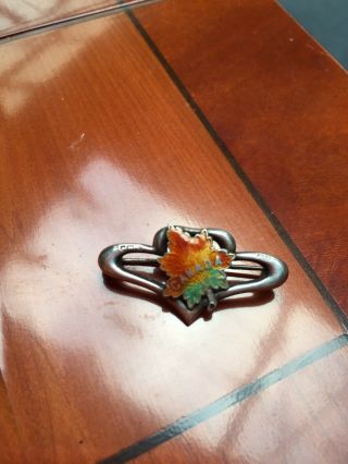Antique Silver Enamel Canada Maple Leaf Sweetheart Brooch Pin 1918 Ww1