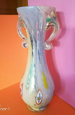 Sommerso Art Nouveau Glass Antique Two Handles Heavy Vase C1900 Italy