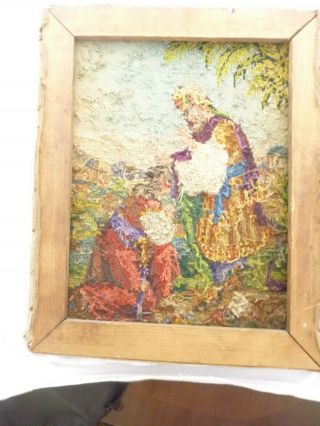 Antique 19th century needlepoint picture in wool A/F 5