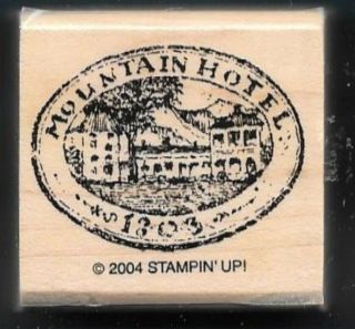 Mountain Hotel Oval Seal Antique Picture Sign Words Stampin 