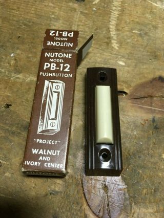 Vintage Nos Nutone Pl - 12 Pushbutton Doorbell Switch - " Walnut "