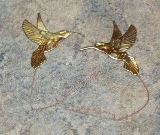 Set Of 2 Vintage Homco 3 - D Gold Metal Brass Hummingbird Picks