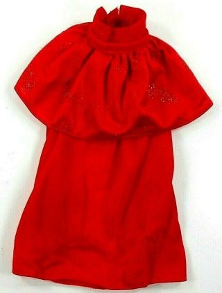 Vintage Barbie Superstar Era Red 2 Layer Wrap Skirt W/gold Print On Top Layer