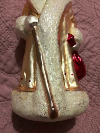91 - 112 - 2 Christopher Radko Santa in Winter White Blown Glass Christmas Ornament 3
