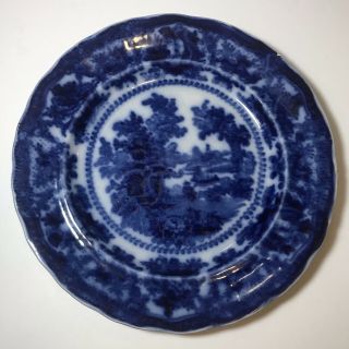 Antique Flow Blue China Porcelain Plate Fairy Villas W.  Adams & Co England 9”