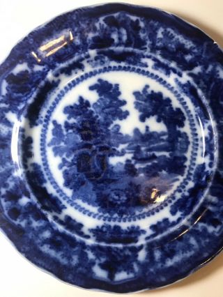 Antique flow blue china porcelain plate FAIRY VILLAS W.  Adams & co England 9” 2