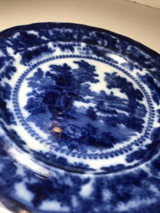 Antique flow blue china porcelain plate FAIRY VILLAS W.  Adams & co England 9” 3