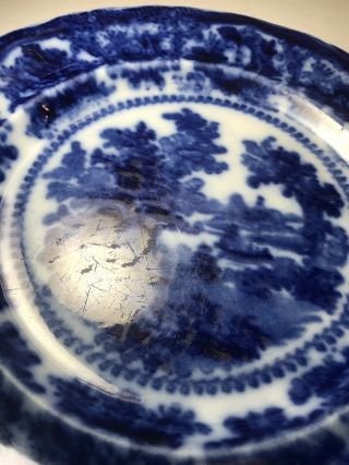 Antique flow blue china porcelain plate FAIRY VILLAS W.  Adams & co England 9” 4