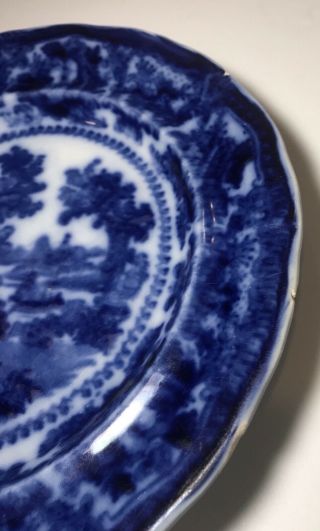 Antique flow blue china porcelain plate FAIRY VILLAS W.  Adams & co England 9” 5