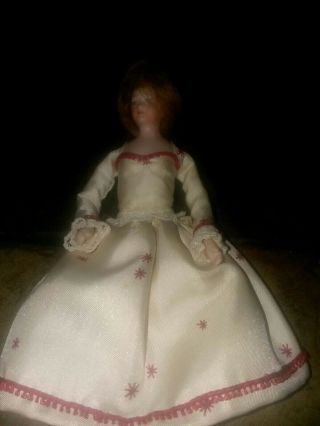 Vintage Artisan Made Dollhouse Victorian Doll Hand Painted 1:12 Doll Only