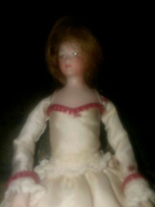 Vintage Artisan Made Dollhouse Victorian Doll Hand Painted 1:12 Doll Only 3