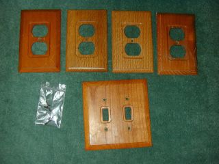 Vintage Oak Recepticle And Switch Plates 4 Recepticle 1 Dual Switch Plates