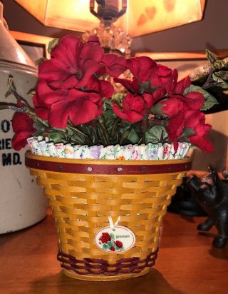 Longaberger May Series Miniature Geranium Basket Combo,  Tie On And Flowers,  2005