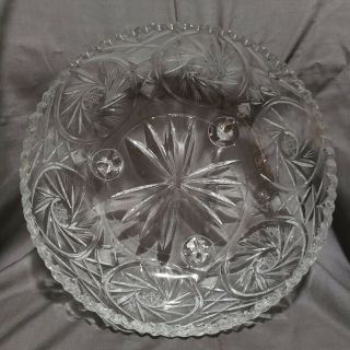 Violetta Hand Cut 24 Lead Crystal Footed Bowl Dish - Pinwheel And Star Pattern