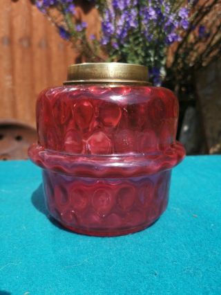 Vintage Antique Cranberry Glass Oil Lamp Font
