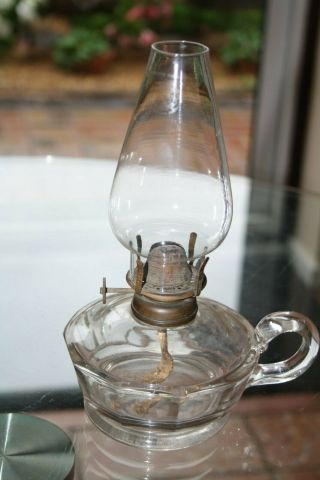 Antique Victorian Cut Glass Night Oil Lamp Very Fine Quality And