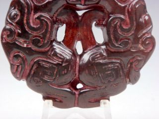 Old Nephrite Jade Carved Pendant Sculpture 2 Dragons Swallow Figurines 06141905 3