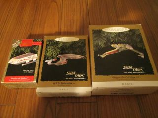 3 Hallmark Keepsake Star Trek Ornaments Klingon,  Uss Enterprise,  Shuttlecraft
