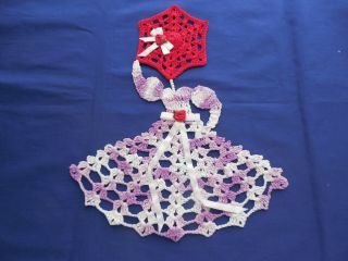 Red Hat Society Crocheted Lady For Display Or Applique