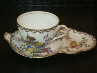 Stunning Antique Handpainted Aynsley Porcelain Tennis Set Cup & Saucer