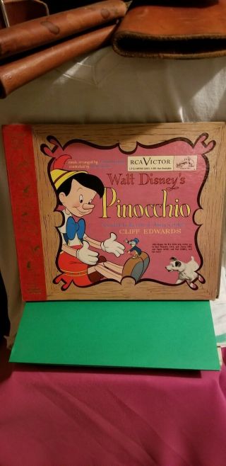Disney Pinocchio Rca Victor 1949 Little Nipper Series Vintage Antique Record