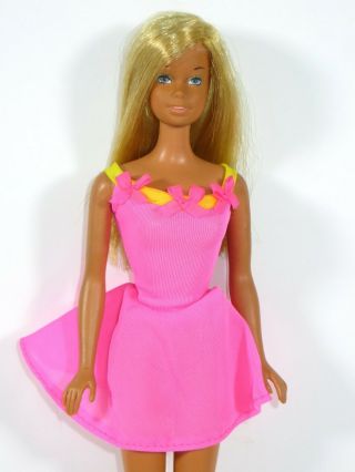 257 Dressed Barbie Doll Vintage In Bright Pink Dress