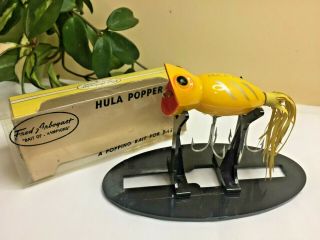 Vintage Fred Arbogast Yellow Hula Popper W/original Box