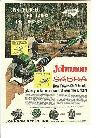 Vintage 1961 Johnson Reels: Sabra,  Gull,  Century,  Citation,  Magnetic Ad