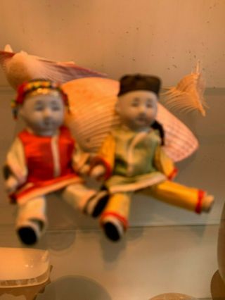 Pair Antique Miniature Bisque - head Dolls.  Chinese boy and girl 4