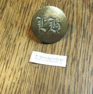 Antique Hunt Brass Button Ledbury Hunt Lh Monogram 23 Mm Pitt And Co London